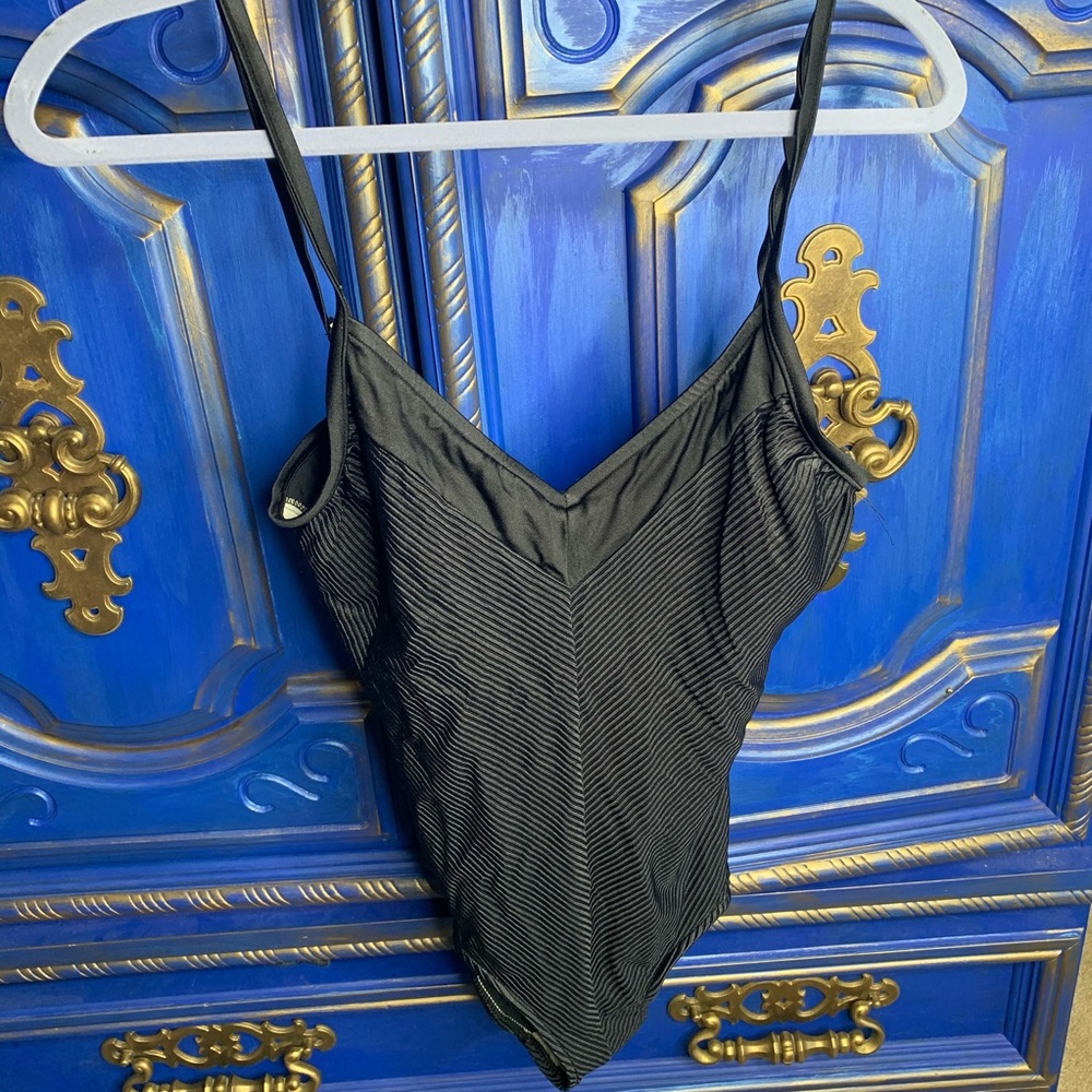 VTG Maxine of Hollywood Swimsuit One Black Sz 14 - Picture 1 of 4